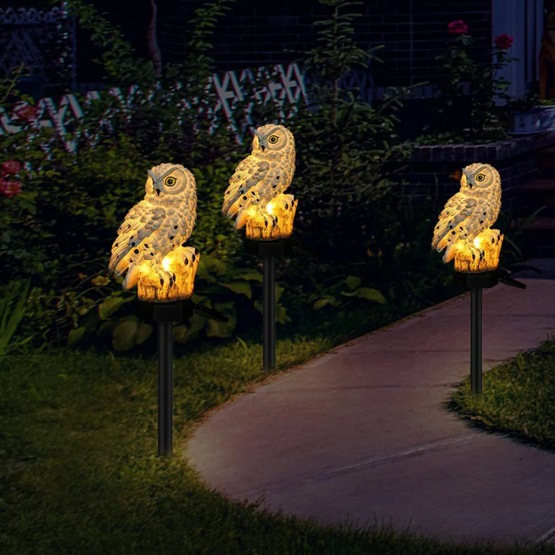 Solar Owl Garden Light | Outdoor Pathway Stake Lamp