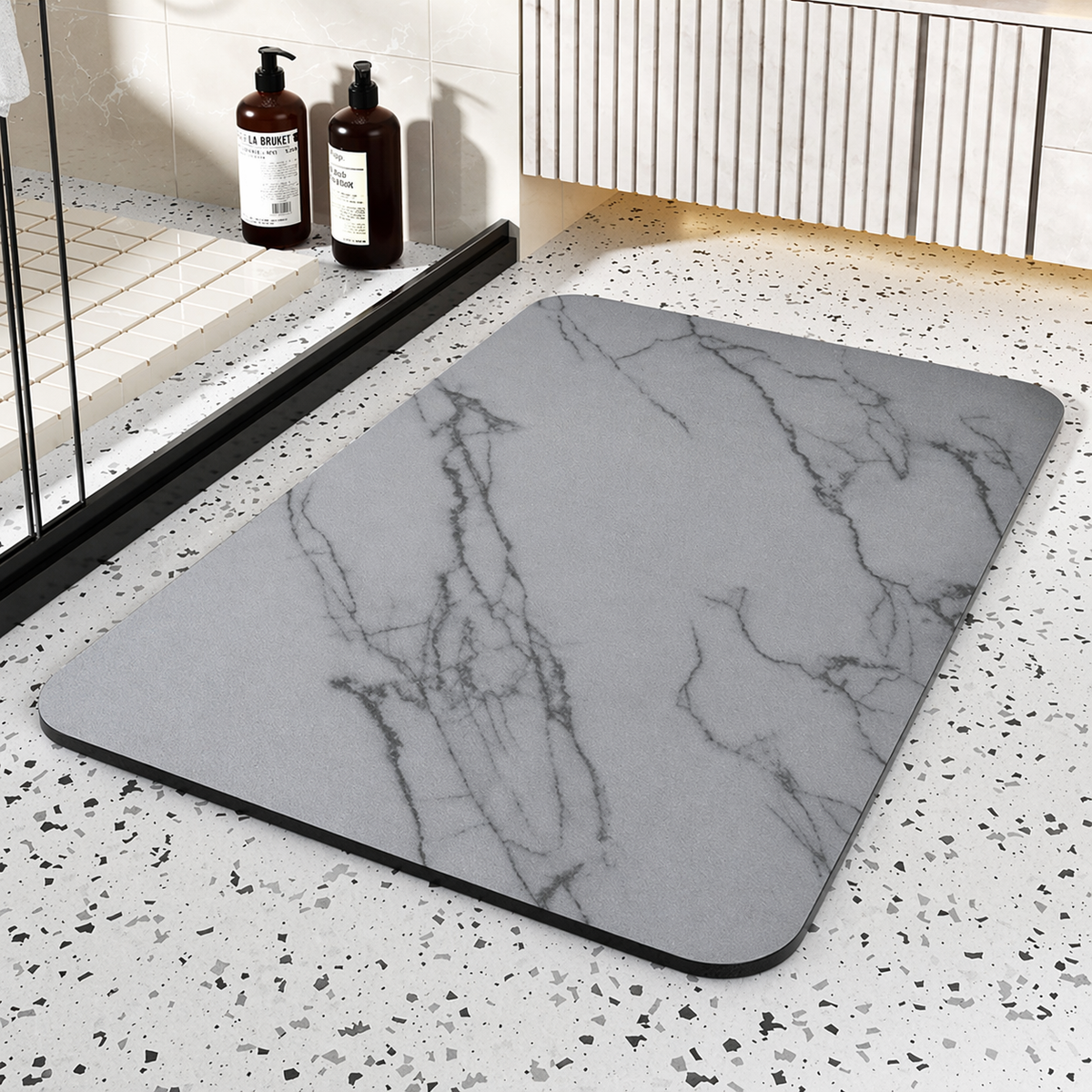 Quick-Dry Diatomite Bath Mat | Non-Slip Marble-Look Stone Mat