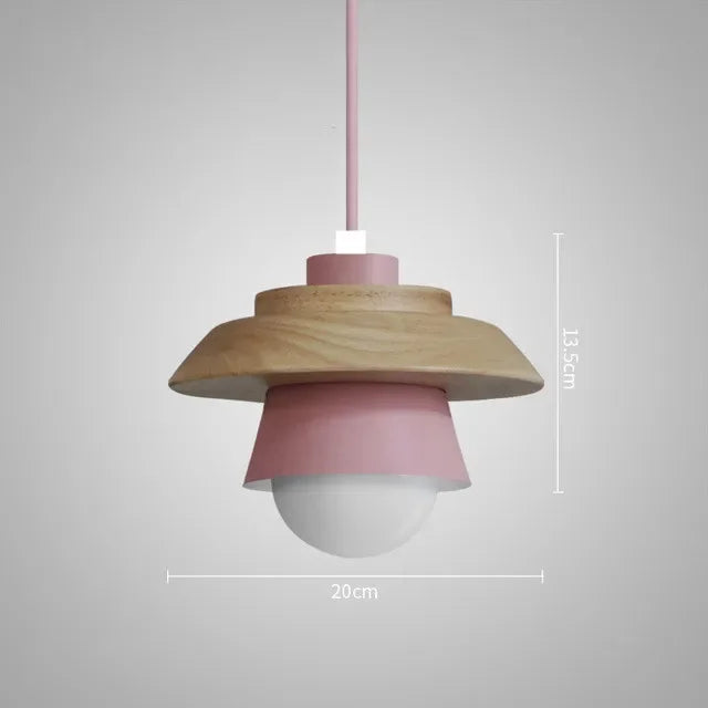 Nordic Wood Pendant Light | Colorful Macaron Design