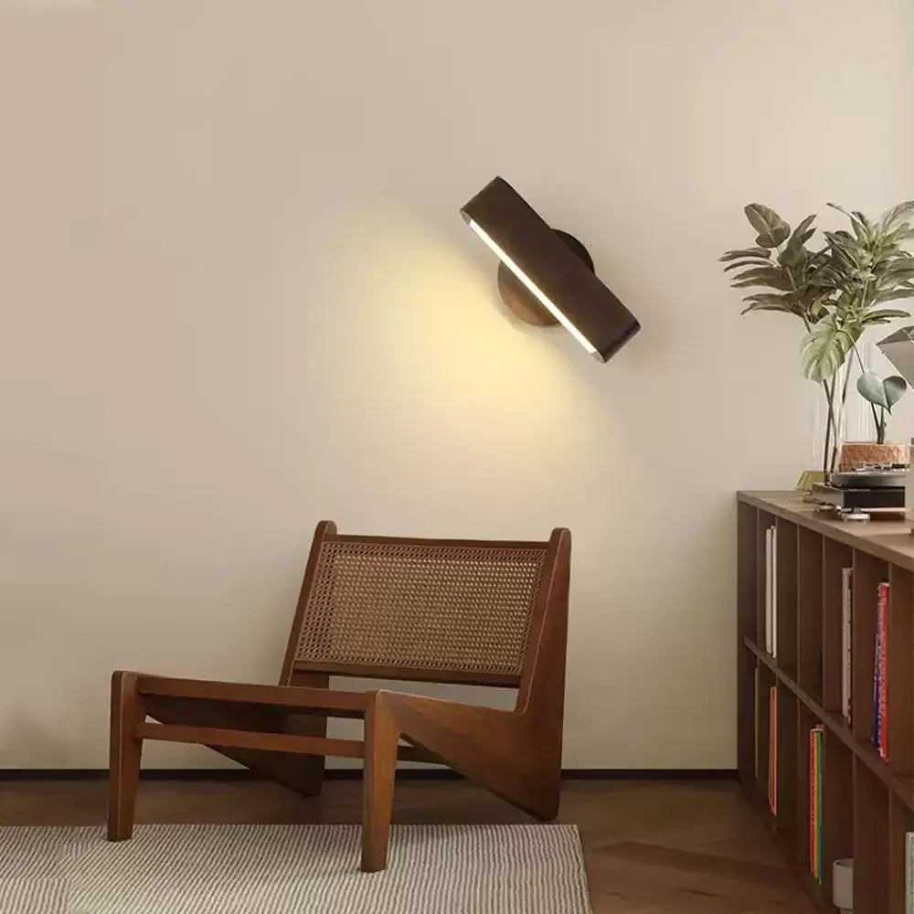 Rotating Wall Lamp | Japanese Solid Wood & Aluminum Design