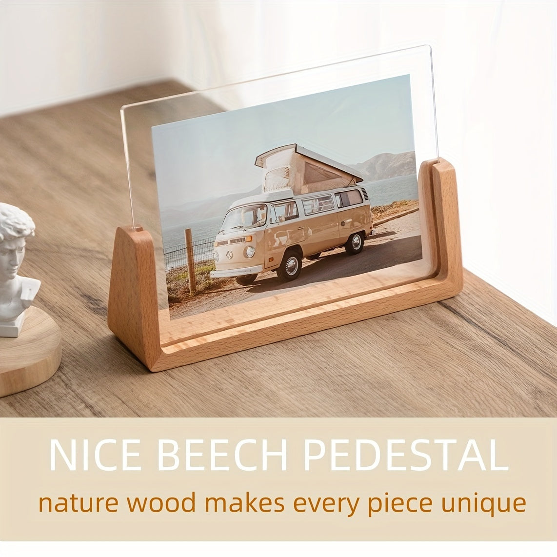 U-Shaped Acrylic & Wood Photo Frame | Modern Minimalist Display