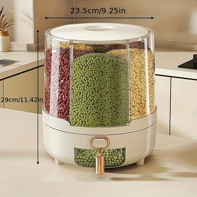 Rotating Airtight Food Storage Container | 360° Grain Dispenser