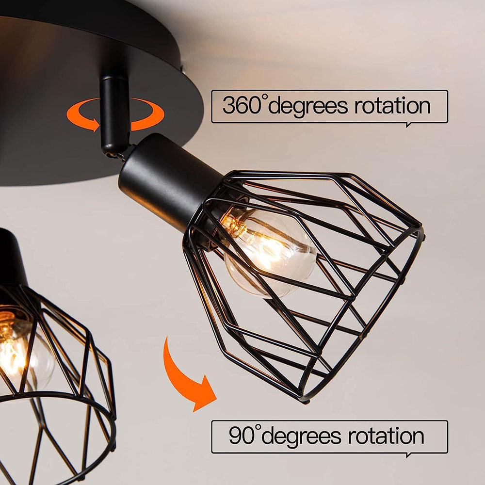Industrial Black Spotlight Ceiling Light | Adjustable Vintage Design