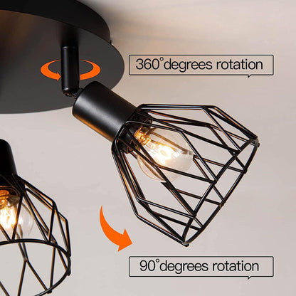 Industrial Black Spotlight Ceiling Light | Adjustable Vintage Design