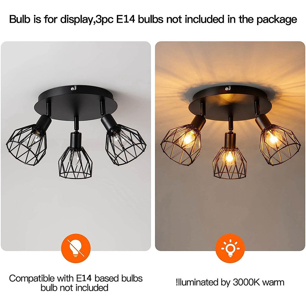 Industrial Black Spotlight Ceiling Light | Adjustable Vintage Design