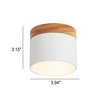 Scandinavian Macaron LED Ceiling Light | Wooden Accent Flush Mount