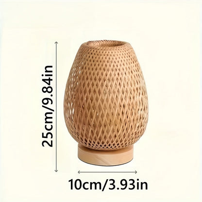 Handmade Bamboo Woven Bedside Lamp | Dimmable USB Table Light
