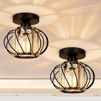 Modern Industrial Cage Ceiling Light | Elegant Semi Flush Mount Fixture