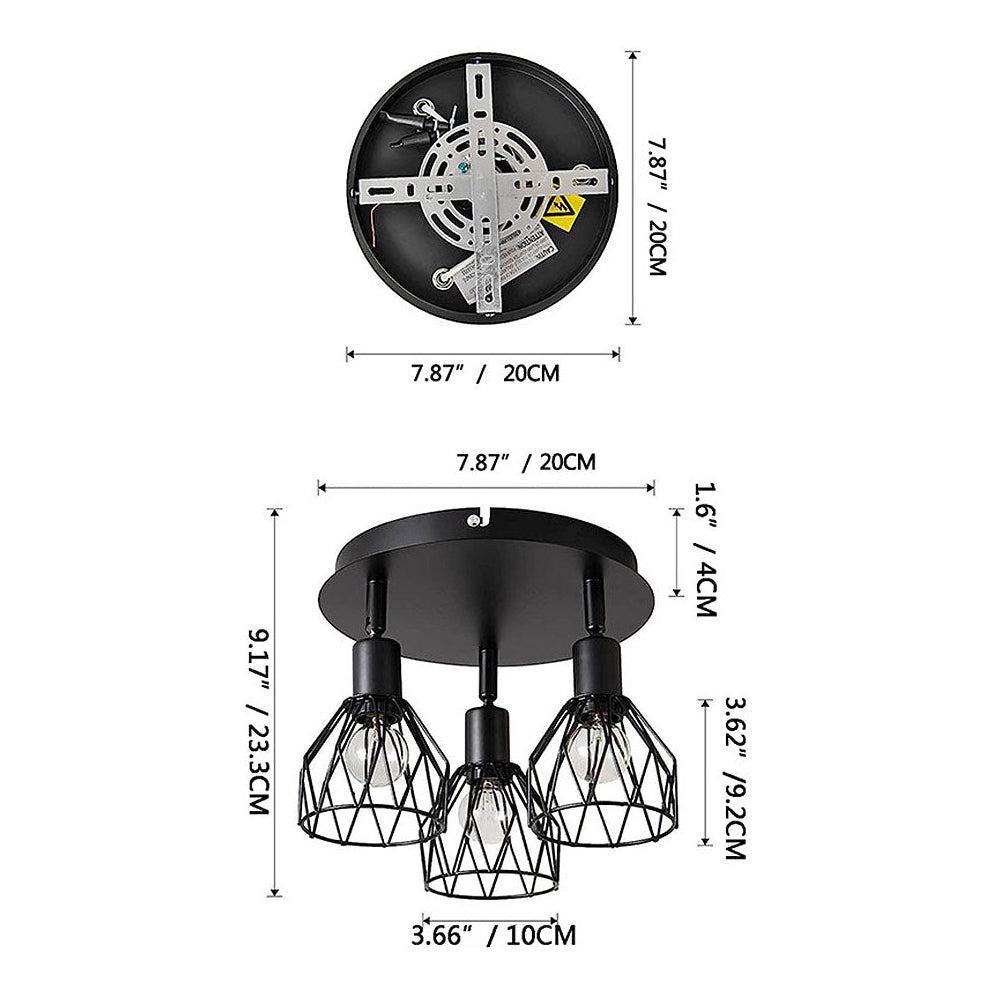 Industrial Black Spotlight Ceiling Light | Adjustable Vintage Design