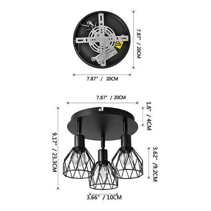 Industrial Black Spotlight Ceiling Light | Adjustable Vintage Design