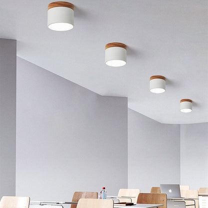 Scandinavian Macaron LED Ceiling Light | Wooden Accent Flush Mount