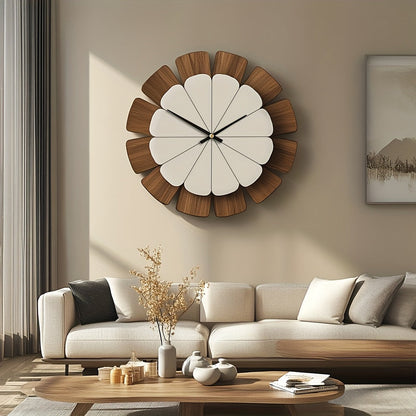 Petal Wall Clock | Modern Wood & White Wall Clock