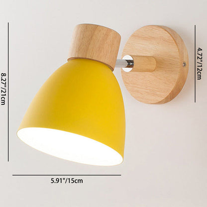 Modern Minimalist Wall Sconce | Wood & Iron Macaron Lamp