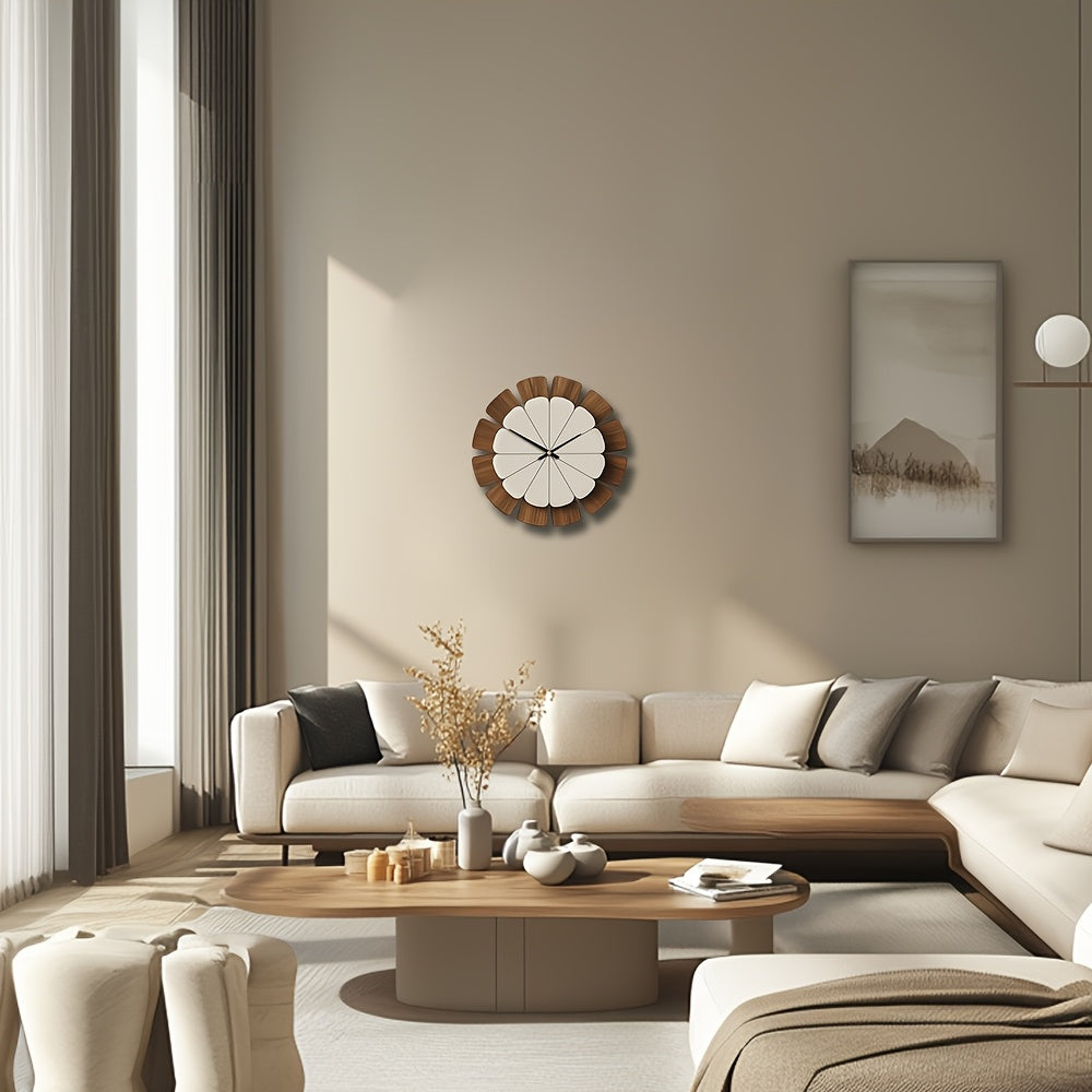 Petal Wall Clock | Modern Wood & White Wall Clock