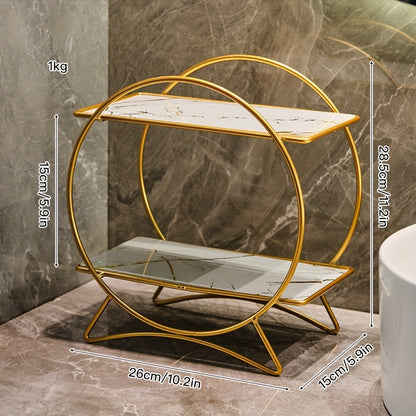 Two-Tier Bathroom Organizer | Metal Cosmetic & Skincare Shelf