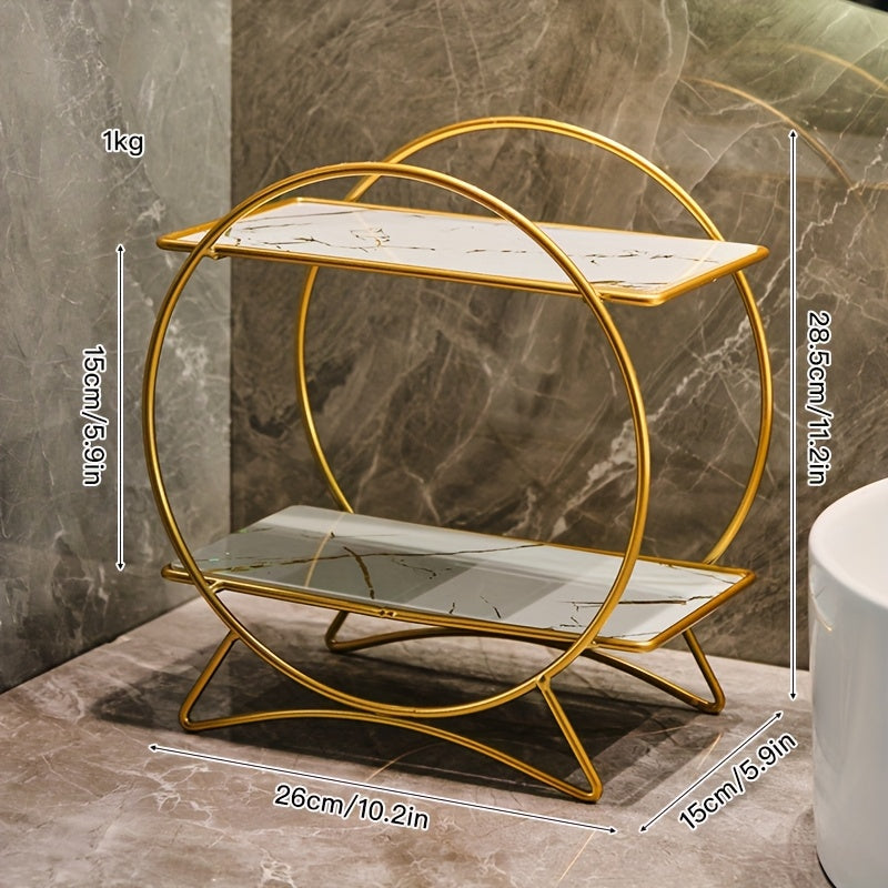 Two-Tier Bathroom Organizer | Metal Cosmetic & Skincare Shelf