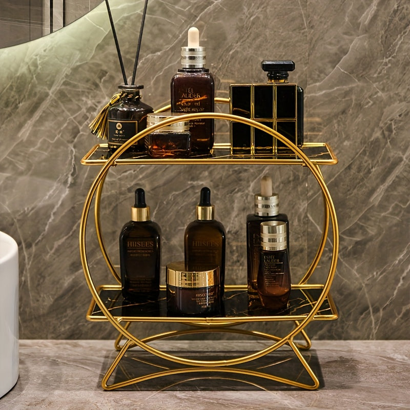 Two-Tier Bathroom Organizer | Metal Cosmetic & Skincare Shelf