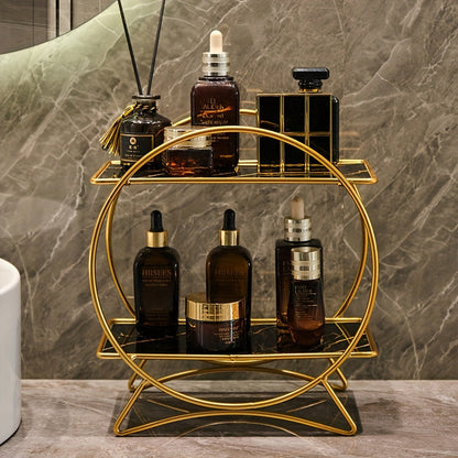 Two-Tier Bathroom Organizer | Metal Cosmetic & Skincare Shelf