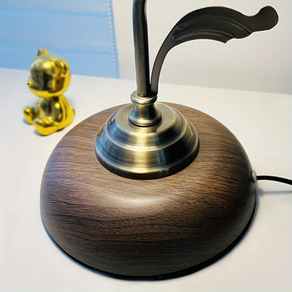Vintage Goose Neck Table Lamp | Antique Brass USB Bedside Light