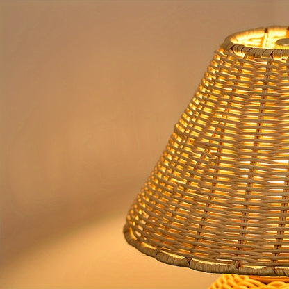 Bamboo Woven Desk Lamp | USB-Powered Boho Accent Light