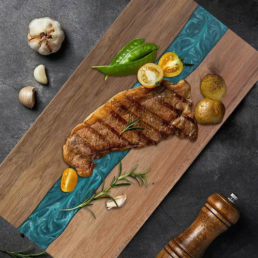 Resin River Cutting Board | Acacia Wood Charcuterie & Cheese Board