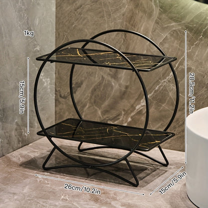 Two-Tier Bathroom Organizer | Metal Cosmetic & Skincare Shelf