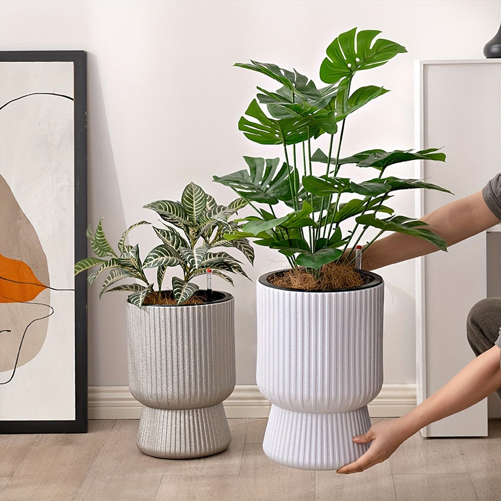 Self-Watering Wine Glass Planter | White with Water Level Indicator