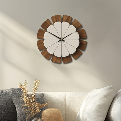 Petal Wall Clock | Modern Wood & White Wall Clock