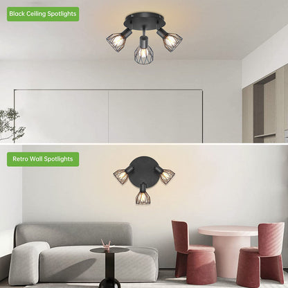Industrial Black Spotlight Ceiling Light | Adjustable Vintage Design