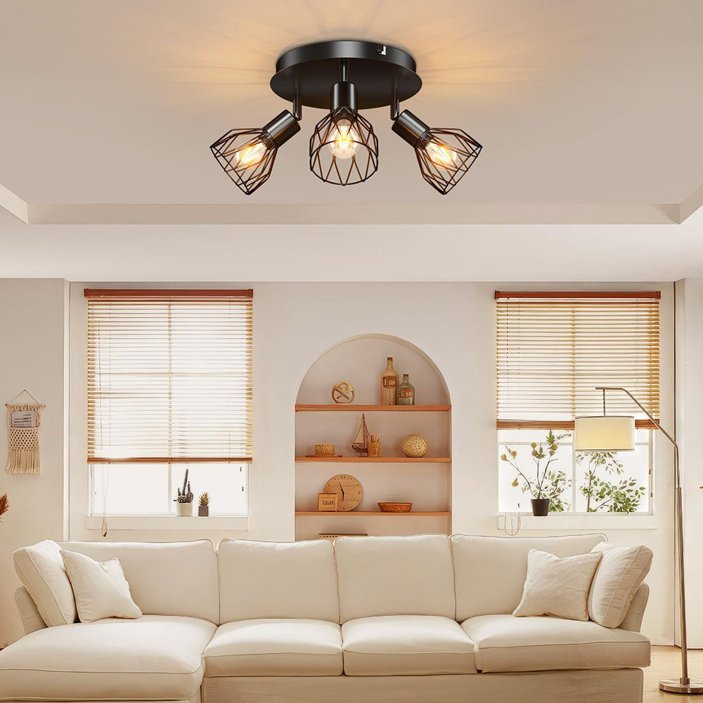 Industrial Black Spotlight Ceiling Light | Adjustable Vintage Design