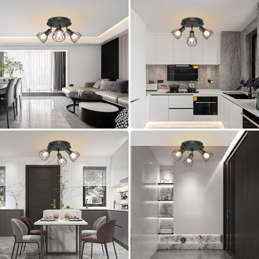 Industrial Black Spotlight Ceiling Light | Adjustable Vintage Design