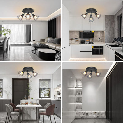 Industrial Black Spotlight Ceiling Light | Adjustable Vintage Design