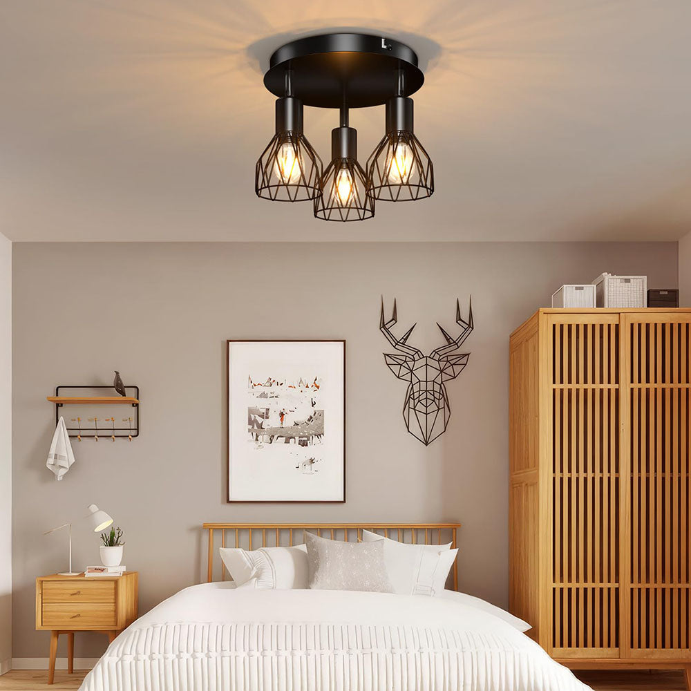 Industrial Black Spotlight Ceiling Light | Adjustable Vintage Design