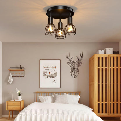 Industrial Black Spotlight Ceiling Light | Adjustable Vintage Design