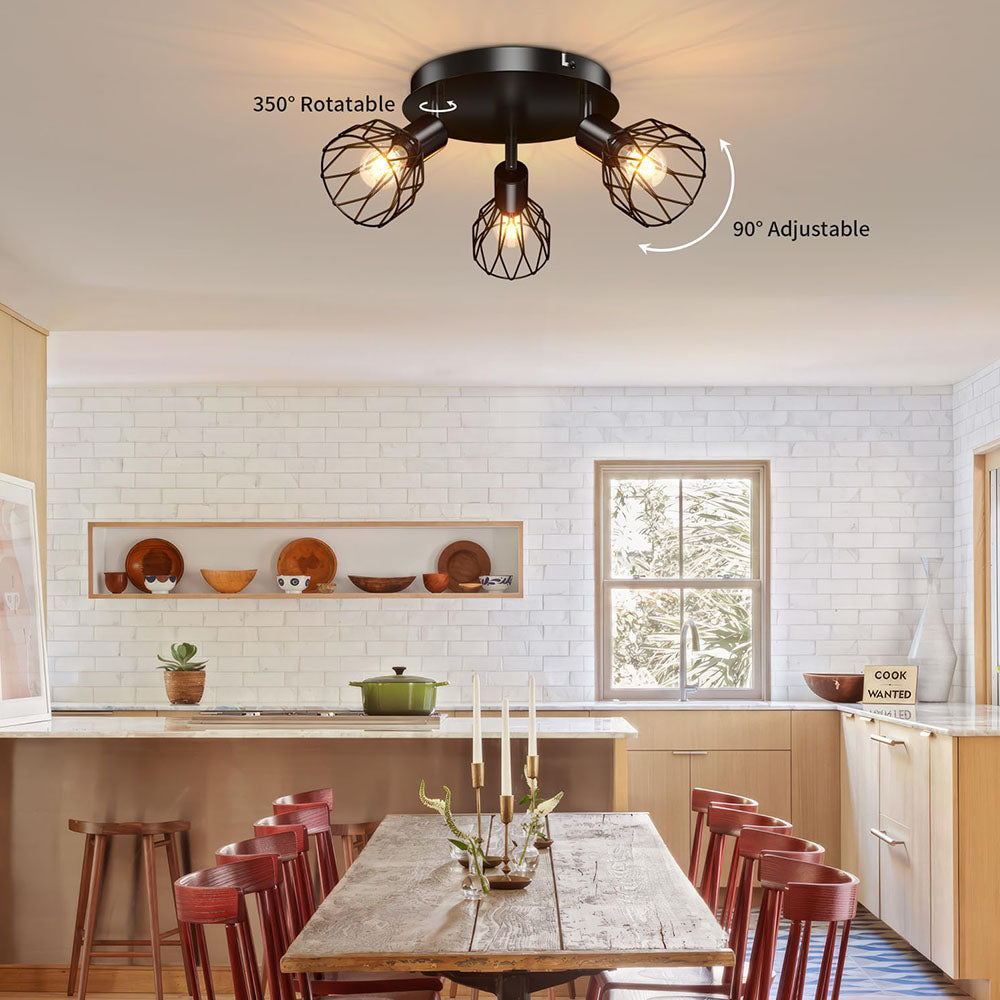 Industrial Black Spotlight Ceiling Light | Adjustable Vintage Design