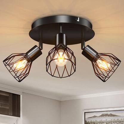 Industrial Black Spotlight Ceiling Light | Adjustable Vintage Design