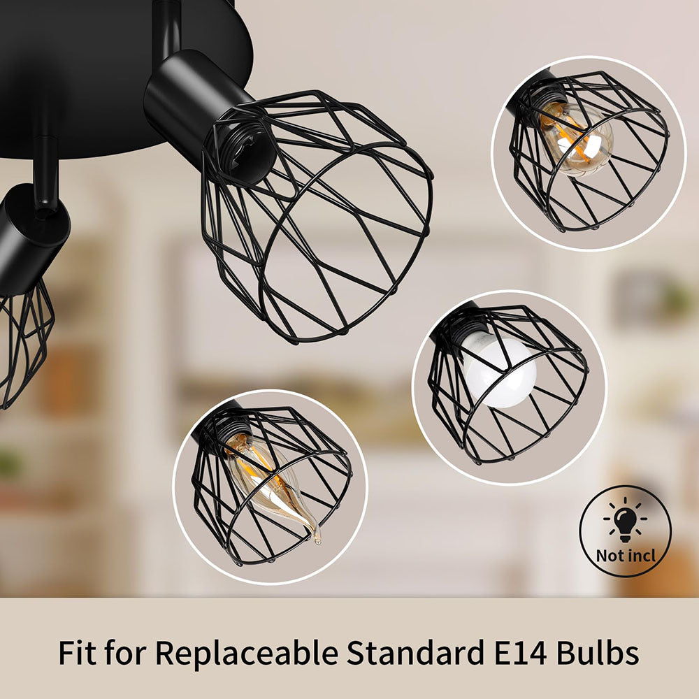 Industrial Black Spotlight Ceiling Light | Adjustable Vintage Design