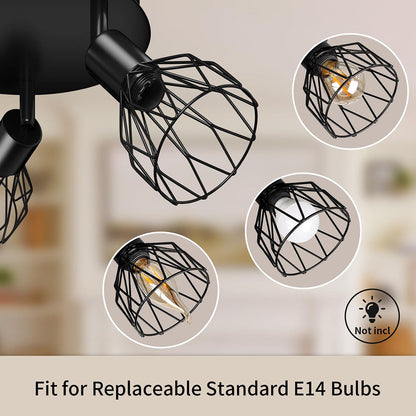 Industrial Black Spotlight Ceiling Light | Adjustable Vintage Design
