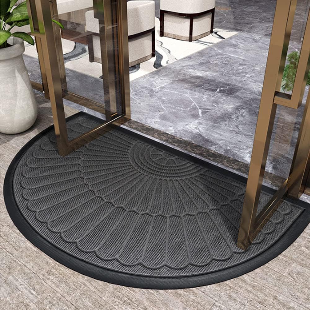 Semi-Circular Rubber Door Mat | Non-Slip Entryway Mat