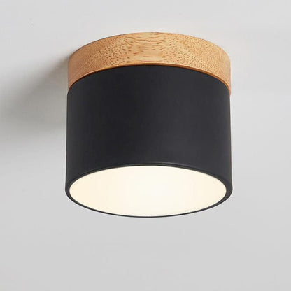 Scandinavian Macaron LED Ceiling Light | Wooden Accent Flush Mount