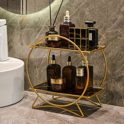 Two-Tier Bathroom Organizer | Metal Cosmetic & Skincare Shelf