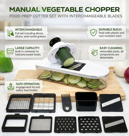 7-in-1 Vegetable Chopper | Manual Food Prep Cutter Set