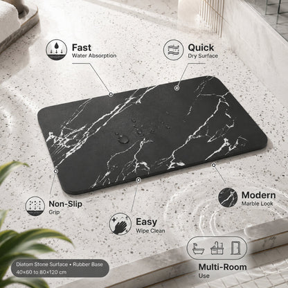 Quick-Dry Diatomite Bath Mat | Non-Slip Marble-Look Stone Mat