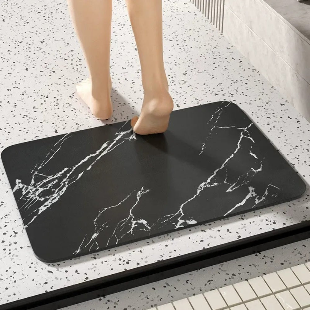 Quick-Dry Diatomite Bath Mat | Non-Slip Marble-Look Stone Mat