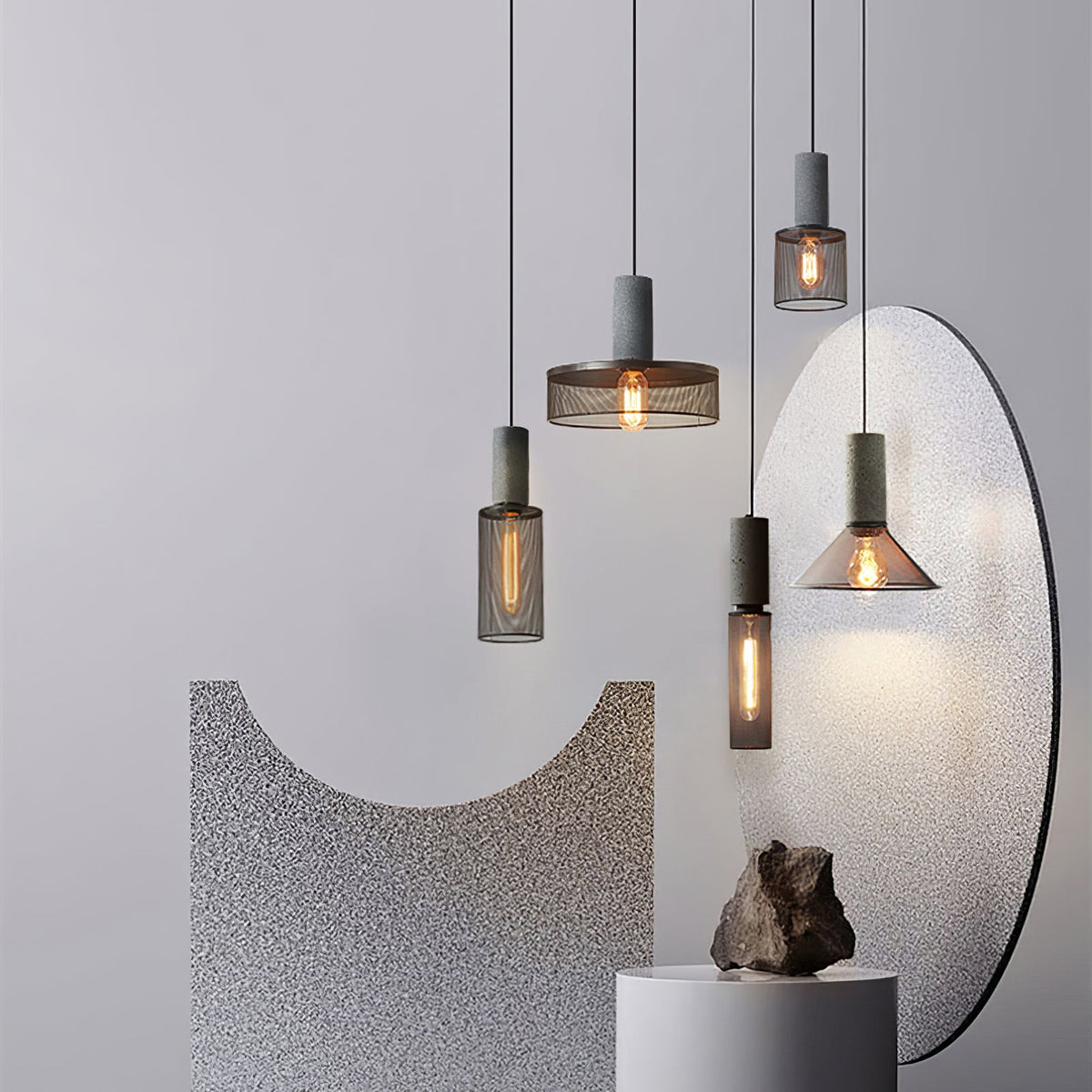 Urban Concrete Pendant Light | Industrial LED Hanging Lamp