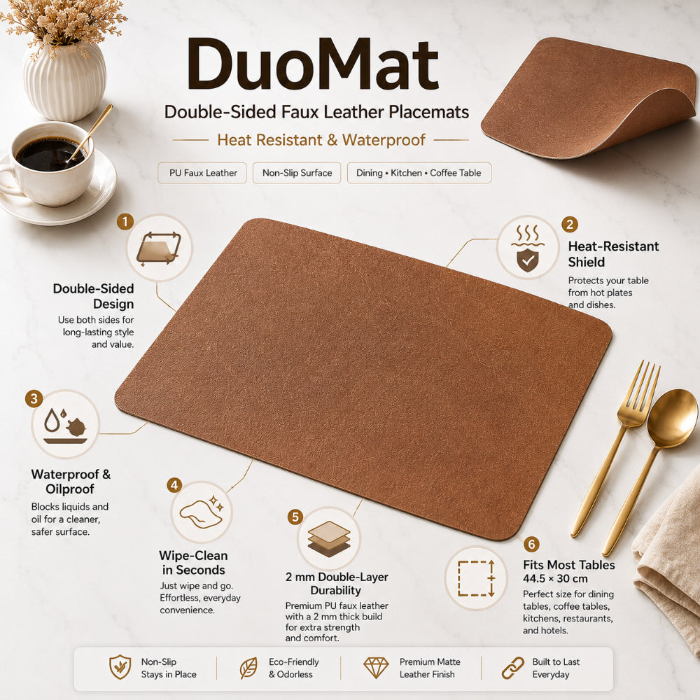 DuoMat Double-Sided Faux Leather Placemats | Heat Resistant