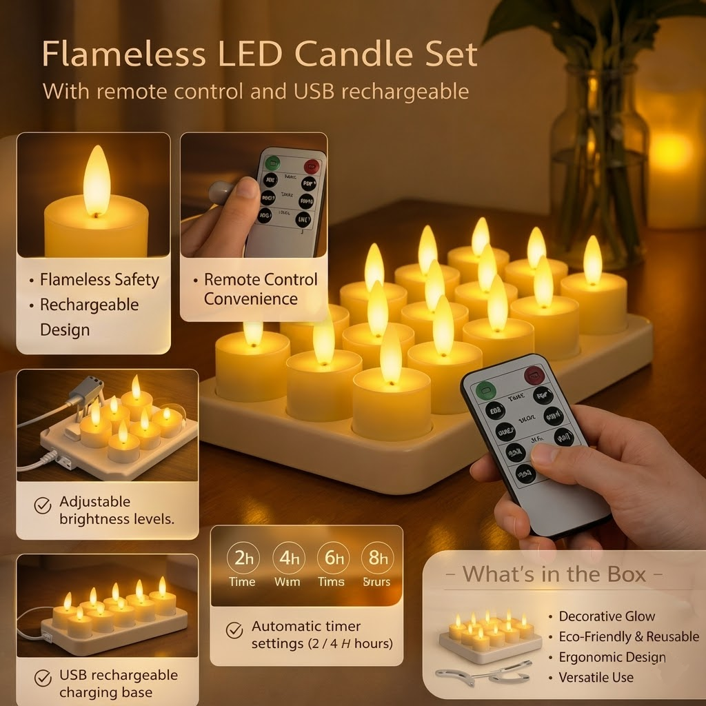 Flameless LED Candle Set | Rechargeable with Remote & Timer