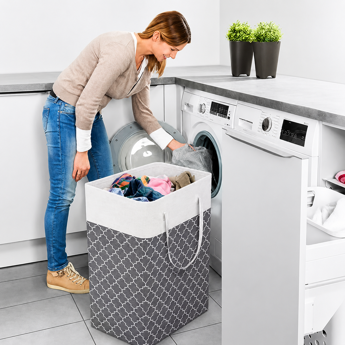 Lauva 75L Foldable Laundry Basket | Waterproof Fabric Hamper