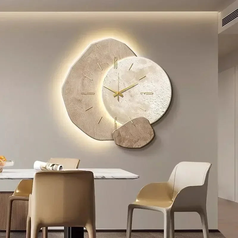 LumoClock Large Modern Wall Clock | Silent Quartz with LED Light