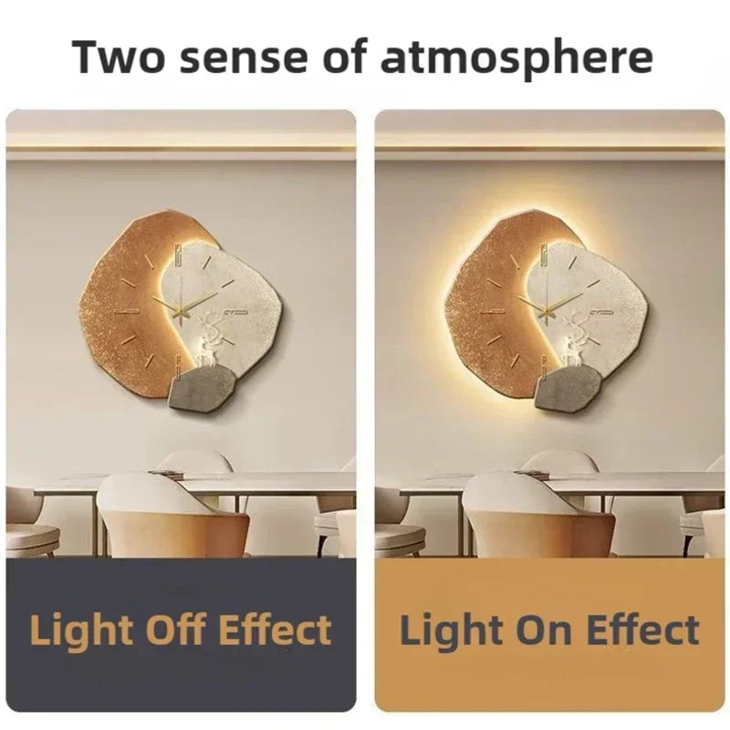 LumoClock Large Modern Wall Clock | Silent Quartz with LED Light